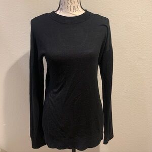 n:PHILANTHROPY Jet Black Crew Neck Backless Sweater with Criss Cross Detail